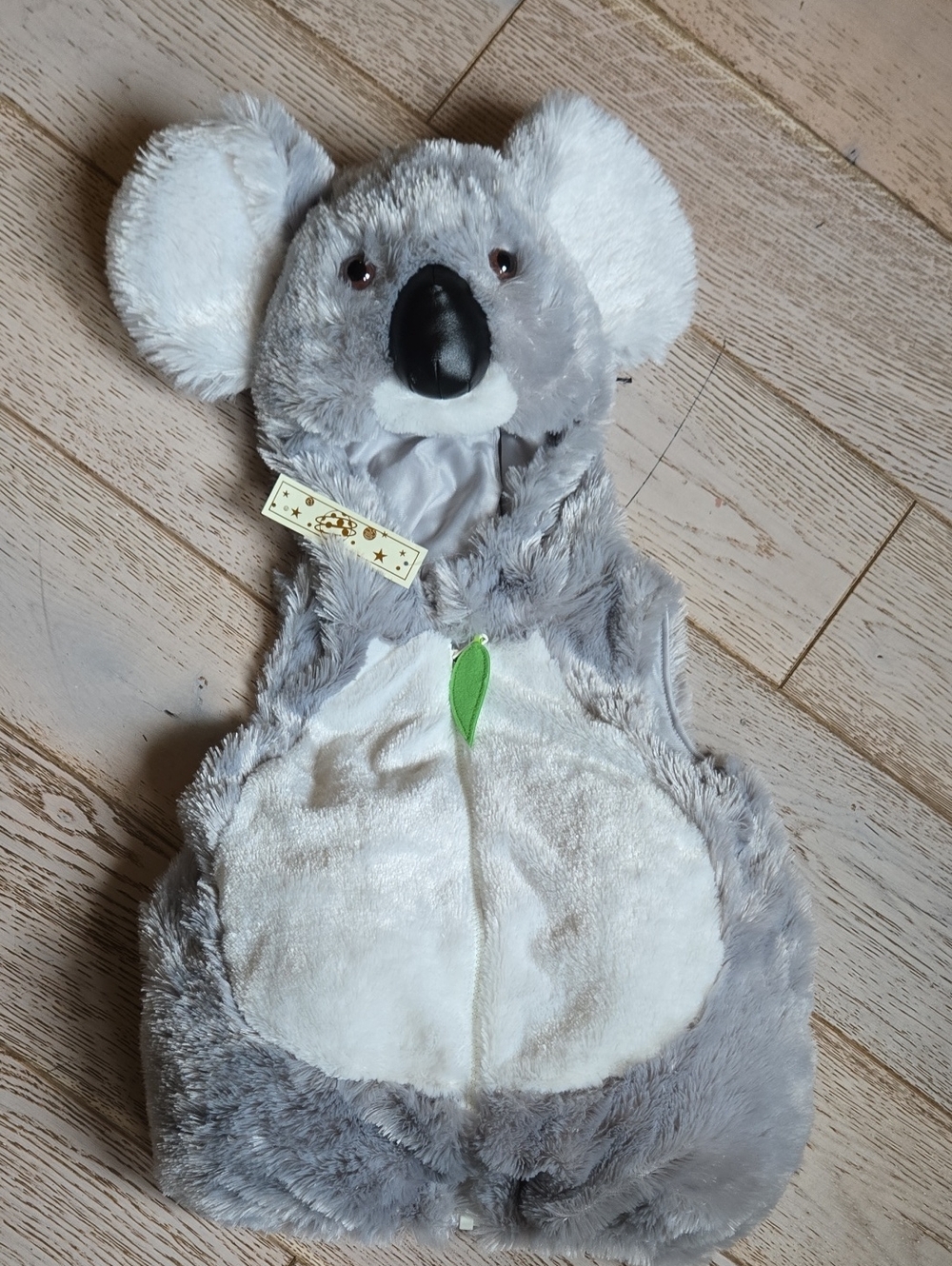 Plush Baby Koala Costume Fleece Vest Faux Fur Hood Zip Front 24 Months